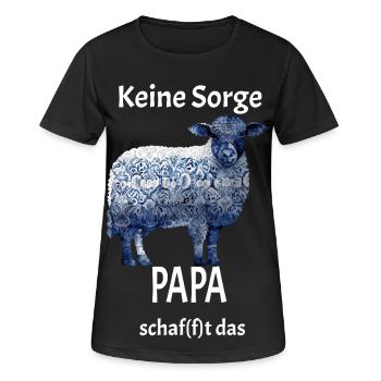 Papa schaf(f)t das Schaf T-Shirt Geschenk - Frauen T-Shirt atmungsaktiv - Schwarz - Vorne - AI Model Female 172 light (172cm)