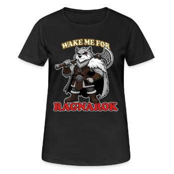 Réveille-moi pour Ragnarok Mascotte drôle de loup viking - T-shirt respirant Femme - noir - Devant - AI Model Female 172 light (172cm)