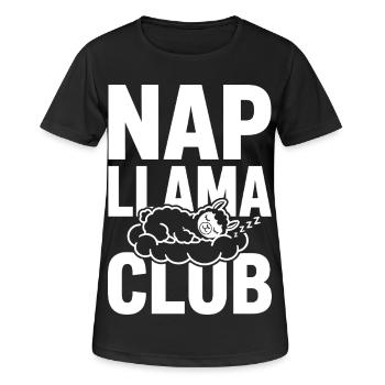 Nap Llama Club – Sleeping Llama - T-shirt respirant Femme - noir - Devant - AI Model Female 172 light (172cm)