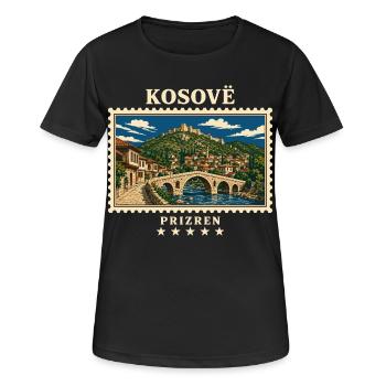 Kosovo Prizren Vintage Reisemarke - Frauen T-Shirt atmungsaktiv - Schwarz - Vorne - AI Model Female 172 light (172cm)
