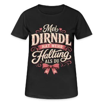 Mei Dirndl Hat Mehr Haltung Als Du - Frauen T-Shirt atmungsaktiv - Schwarz - Vorne - AI Model Female 172 light (172cm)