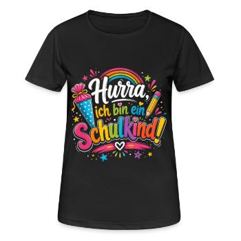 Hurra Ich Bin Ein Schulkind - Frauen T-Shirt atmungsaktiv - Schwarz - Vorne - AI Model Female 172 light (172cm)