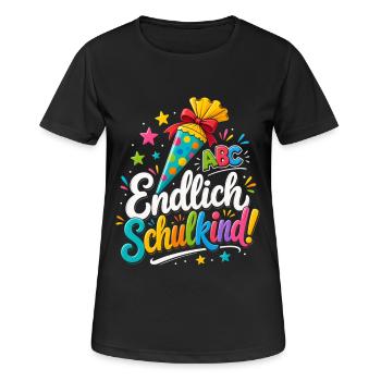 Endlich Schulkind ! - Frauen T-Shirt atmungsaktiv - Schwarz - Vorne - AI Model Female 172 light (172cm)