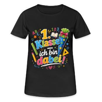 1. Klasse Ich Bin Dabei - Frauen T-Shirt atmungsaktiv - Schwarz - Vorne - AI Model Female 172 light (172cm)