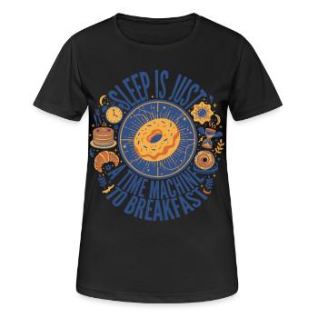 Le petit-déjeuner et le sommeil n’est qu’une machine à remonter le temps - T-shirt respirant Femme - noir - Devant - AI Model Female 172 light (172cm)