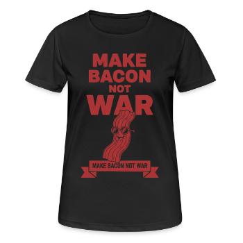 Petit-déjeuner, faire du bacon, pas la guerre, brunch, café - T-shirt respirant Femme - noir - Devant - AI Model Female 172 light (172cm)