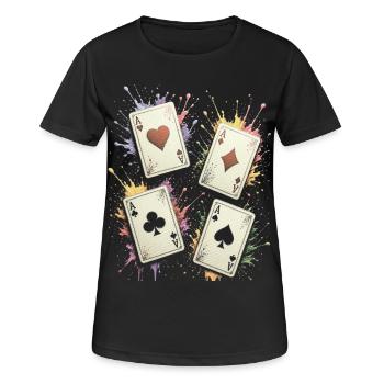 Cartes Carre d As Multicolore Splash Art - T-shirt respirant Femme - noir - Devant - AI Model Female 172 light (172cm)