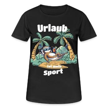 Urlaub ist mein Sport Faultier T-Shirt Sommer - Frauen T-Shirt atmungsaktiv - Schwarz - Vorne - AI Model Female 172 light (172cm)