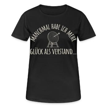 Bogenschießen Mehr Glück als Verstand - Bogensport - Frauen T-Shirt atmungsaktiv - Schwarz - Vorne - AI Model Female 172 light (172cm)