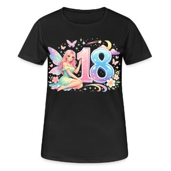 Elfe du 18e anniversaire – Imprimé promotionnel rétro pastel - T-shirt respirant Femme - noir - Devant - AI Model Female 172 light (172cm)
