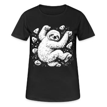 Bloc paresseux – Plein de craie - T-shirt respirant Femme - noir - Devant - AI Model Female 172 light (172cm)