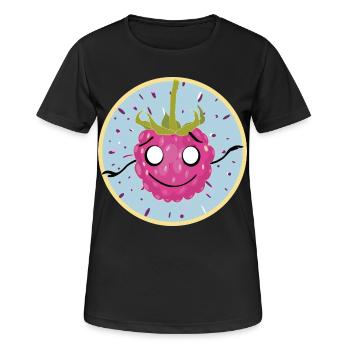 Cuddly raspberry face motif - Women's Breathable T-Shirt - black - Front - AI Model Female 172 light (172cm)