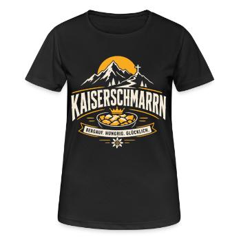 Kaiserschmarrn Berge Bergauf Hungrig Glücklich - Frauen T-Shirt atmungsaktiv - Schwarz - Vorne - AI Model Female 172 light (172cm)