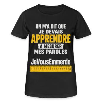 Cadeau humour personnalisé - T-shirt respirant Femme - noir - Devant - AI Model Female 172 light (172cm)