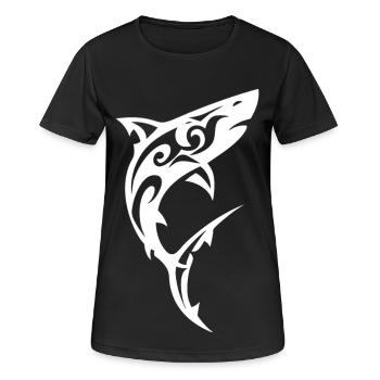 Requin tribal Noir Blanc - T-shirt respirant Femme - noir - Devant - AI Model Female 172 light (172cm)