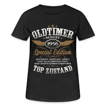 70. Geburtstag Geschenk Mann Oldtimer August 1956 - Frauen T-Shirt atmungsaktiv - Schwarz - Vorne - AI Model Female 172 light (172cm)