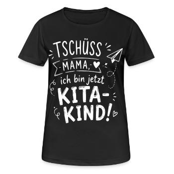 Tschüss Mama Kita-Kind - Frauen T-Shirt atmungsaktiv - Schwarz - Vorne - AI Model Female 172 light (172cm)