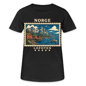 Norwegen Lofoten Vintage Reisemarke - Frauen T-Shirt atmungsaktiv - Schwarz - Vorne - AI Model Female 172 light (172cm)