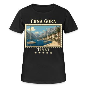 Montenegro Tivat Vintage Reisemarke - Frauen T-Shirt atmungsaktiv - Schwarz - Vorne - AI Model Female 172 light (172cm)