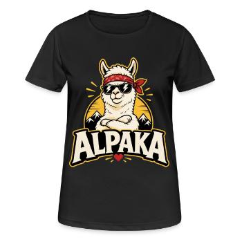 Alpaka Cool Sonnenbrille Lustiges Motiv - Frauen T-Shirt atmungsaktiv - Schwarz - Vorne - AI Model Female 172 light (172cm)