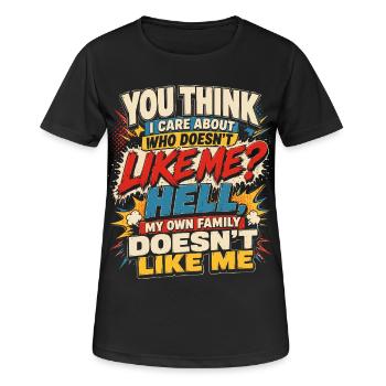 Humour Noir Famille Citation Sarcasme BD Comic - T-shirt respirant Femme - noir - Devant - AI Model Female 172 light (172cm)