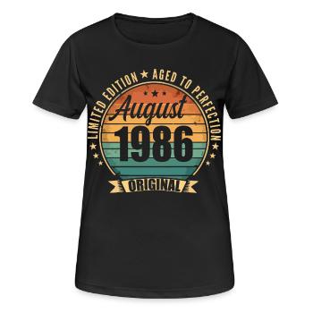 Vintage Août 1986 Anniversaire Édition Limitée  - T-shirt respirant Femme - noir - Devant - AI Model Female 172 light (172cm)