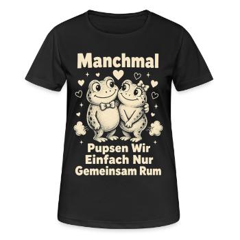 Lustiger Spruch Für Pärchen Furzen Pupsen Rum - Frauen T-Shirt atmungsaktiv - Schwarz - Vorne - AI Model Female 172 light (172cm)