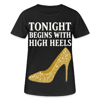 Talons hauts pailletés – Ce soir commence par... - T-shirt respirant Femme - noir - Devant - AI Model Female 172 light (172cm)