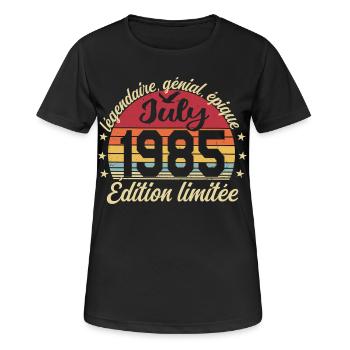 Anniversaire Juillet 1985 Vintage Cadeau - T-shirt respirant Femme - noir - Devant - AI Model Female 172 light (172cm)