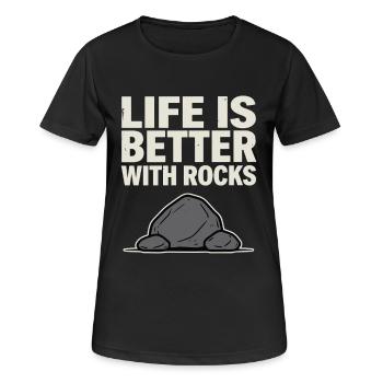 Steinsammler Fossilien Geode Rockhound Mineralien - Frauen T-Shirt atmungsaktiv - Schwarz - Vorne - AI Model Female 172 light (172cm)