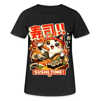 Kawaii Sushi Katze - Frauen T-Shirt atmungsaktiv - Schwarz - Vorne - AI Model Female 172 light (172cm)
