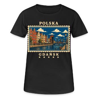 Polen Gdańsk Vintage Reisemarke - Frauen T-Shirt atmungsaktiv - Schwarz - Vorne - AI Model Female 172 light (172cm)