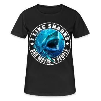 J’AIME LES REQUINS ET PEUT-ÊTRE TROIS PERSONNES - T-shirt respirant Femme - noir - Devant - AI Model Female 172 light (172cm)
