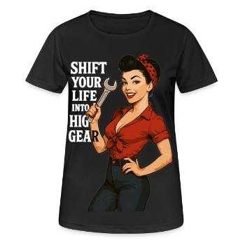 Pin-up Mécanique de voitures : Transforme ta vie - T-shirt respirant Femme - noir - Devant - AI Model Female 172 light (172cm)