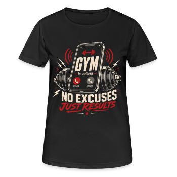 La salle de sport ne demande pas d’excuses, seulement des résultats - T-shirt respirant Femme - noir - Devant - AI Model Female 172 light (172cm)