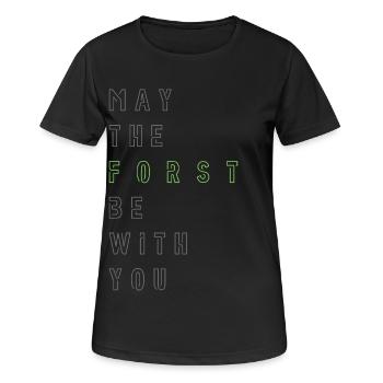 May the Forst be with you - (linksbündig) - Frauen T-Shirt atmungsaktiv - Schwarz - Vorne - AI Model Female 172 light (172cm)