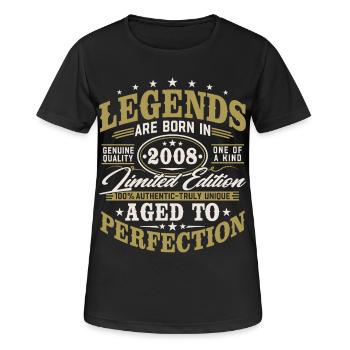 Cadeau d’anniversaire vintage vintage 2008 rétro - T-shirt respirant Femme - noir - Devant - AI Model Female 172 light (172cm)