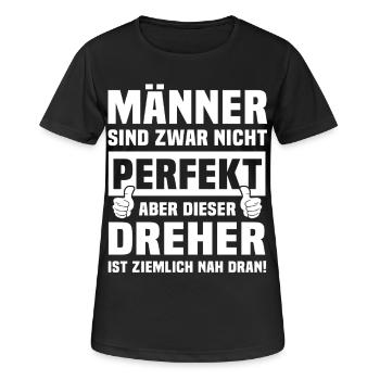 Dreher - Frauen T-Shirt atmungsaktiv - Schwarz - Vorne - AI Model Female 172 light (172cm)
