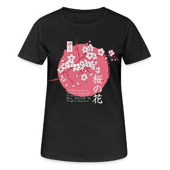 Ephemeral Blossom: Japanese Sakura - Frauen T-Shirt atmungsaktiv - Schwarz - Vorne - AI Model Female 172 light (172cm)