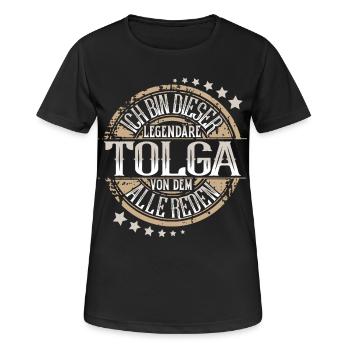 Tolga - Frauen T-Shirt atmungsaktiv - Schwarz - Vorne - AI Model Female 172 light (172cm)