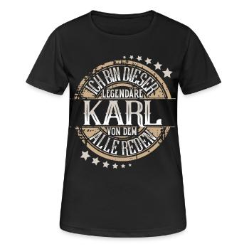 Karl - Frauen T-Shirt atmungsaktiv - Schwarz - Vorne - AI Model Female 172 light (172cm)