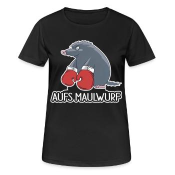 Aufs Maulwurf – Lustiges Cartoon Shirt - Frauen T-Shirt atmungsaktiv - Schwarz - Vorne - AI Model Female 172 light (172cm)