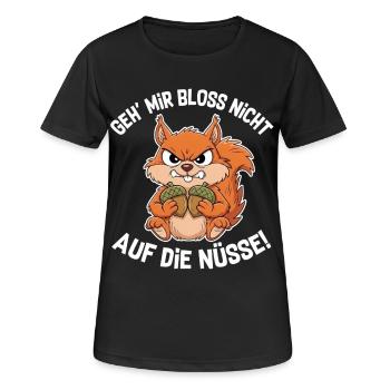 Eichhörnchen | Geh mir bloss nicht auf die Nüsse - Frauen T-Shirt atmungsaktiv - Schwarz - Vorne - AI Model Female 172 light (172cm)