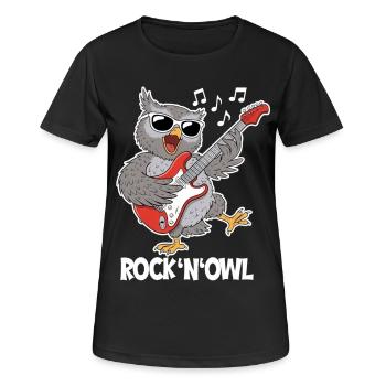 Rock N' Owl – Owl with Electric Guitar - Women's Breathable T-Shirt - black - Front - AI Model Female 172 light (172cm)