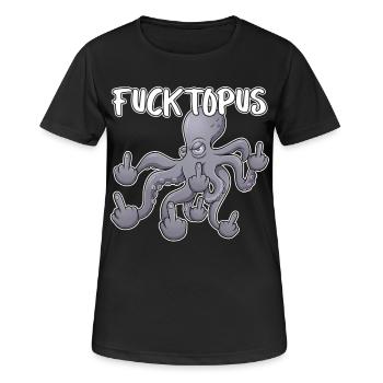 Fucktopuss – Dessin animé de la pieuvre espiègle - T-shirt respirant Femme - noir - Devant - AI Model Female 172 light (172cm)
