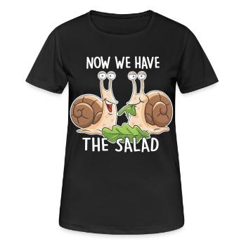 Now we have the salad – Funny snails - Women's Breathable T-Shirt - black - Front - AI Model Female 172 light (172cm)