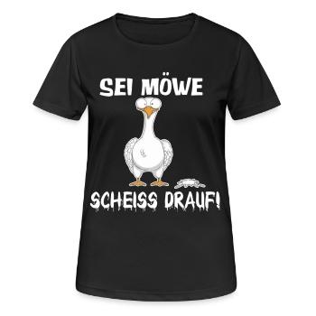Sei Möwe, scheiß drauf – Lustiges Shirt - Frauen T-Shirt atmungsaktiv - Schwarz - Vorne - AI Model Female 172 light (172cm)