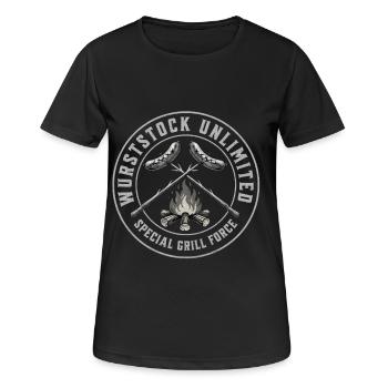 Bâtonnets de saucisse Unlimited Grill Force - T-shirt respirant Femme - noir - Devant - AI Model Female 172 light (172cm)