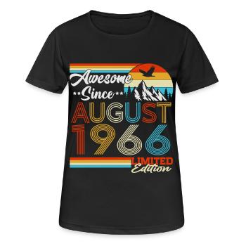Cadeau d’anniversaire rétro vintage d’août 1966 - T-shirt respirant Femme - noir - Devant - AI Model Female 172 light (172cm)
