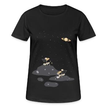 Mondrover - Frauen T-Shirt atmungsaktiv - Schwarz - Vorne - AI Model Female 172 light (172cm)
